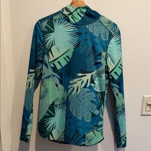 Bass Pro Shops Teal & Aqua Tropical Print Hooded Pullover